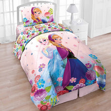 Load image into Gallery viewer, Disney Frozen Twin 4 Piece Bedding Set with Tote - Reversible Comforter, Sheets, Pillowcase