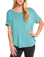 Load image into Gallery viewer, Matty M Women's Short Sleeve Rolled Cuff Tunic Top Shirt