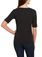 Load image into Gallery viewer, Ellen Tracy Women's Pima Cotton/Lycra V-Neck Cuff Sleeves T-Shirt
