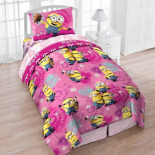 Load image into Gallery viewer, Despicable Me Minions Meadow 4 Piece Bedding Set with Tote - Reversible Comforter, Sheets, Pillowcase