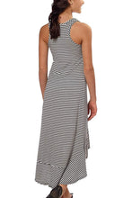 Load image into Gallery viewer, Paper Doll Girls' High-Low Sleeveless Dress (Black/Ivory Stripe)