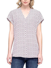 Load image into Gallery viewer, Pleione Sleeveless Button Down Henley Blouse Print Shirt with Front Chest Pocket