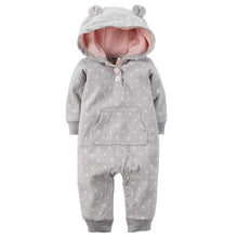 Load image into Gallery viewer, Carter's Baby Girls' Appliqué Hooded Fleece Jumpsuit (Grey)