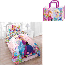 Load image into Gallery viewer, Disney Frozen Twin 4 Piece Bedding Set with Tote - Reversible Comforter, Sheets, Pillowcase