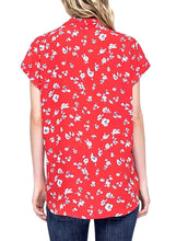 Load image into Gallery viewer, Pleione Sleeveless Button Down Henley Blouse Print Shirt with Front Chest Pocket