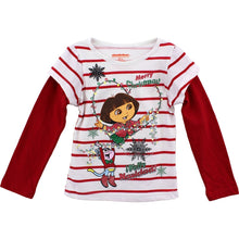 Load image into Gallery viewer, Nick Jr. Dora the Explorer "Merry Christmas" Red Layered T-Shirt 2T-4T