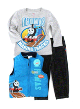 Load image into Gallery viewer, Thomas The Train Little Boys&#39; Toddler 3pc Vest Set Right on Time Blue
