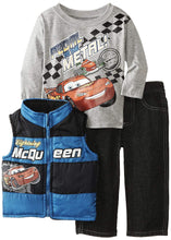 Load image into Gallery viewer, Disney Baby Boys' Cars Three Piece Shirt Vest and Jean Set
