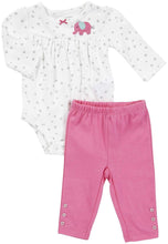 Load image into Gallery viewer, Carter's Baby Girls' Girls Bodysuit Pant LS sliver hearts pink pants
