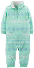 Load image into Gallery viewer, Carter's Fleece Romper (Baby) - Mint-3 Months
