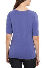 Load image into Gallery viewer, Ellen Tracy Women's Pima Cotton/Lycra V-Neck Cuff Sleeves T-Shirt
