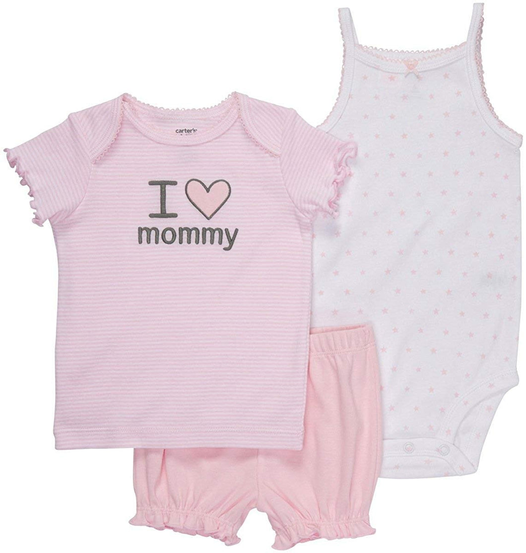 Carter's Baby Girl's 3pc Short Set - I Love Mommy