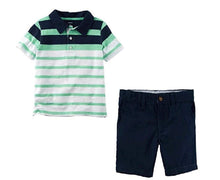 Load image into Gallery viewer, Carter's Boys 2 Pc Striped Polo Shirt Tee and Flat Front Shorts Set
