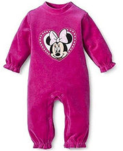 Load image into Gallery viewer, Disney Minnie Mouse Baby Girls' Infant Velour Jumpsuit Coverall Pink

