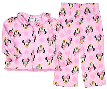 Load image into Gallery viewer, Disney Minnie Toddler Little Girls 2 Piece Button Down Flannel Pajama Set
