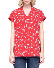 Load image into Gallery viewer, Pleione Sleeveless Button Down Henley Blouse Print Shirt with Front Chest Pocket
