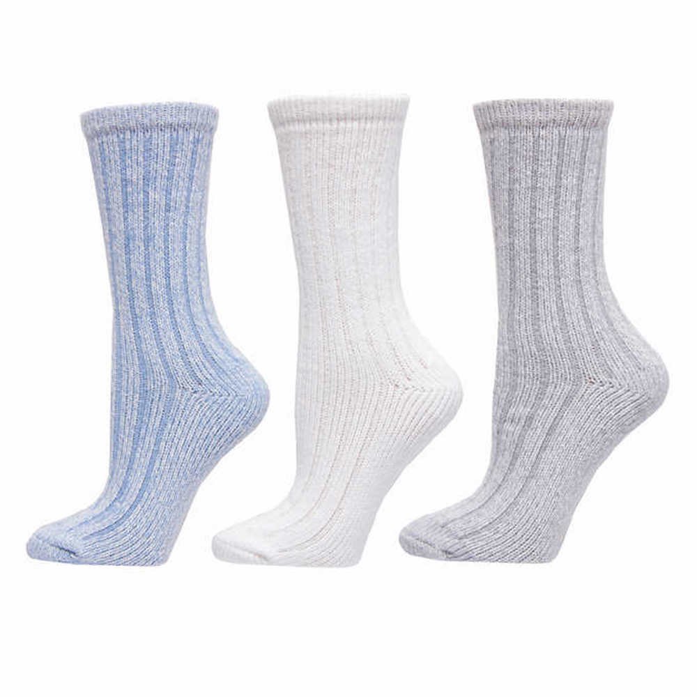 Carole Hochman Ladiesâ€™ 3 Pair Ribbed Lounge Sock