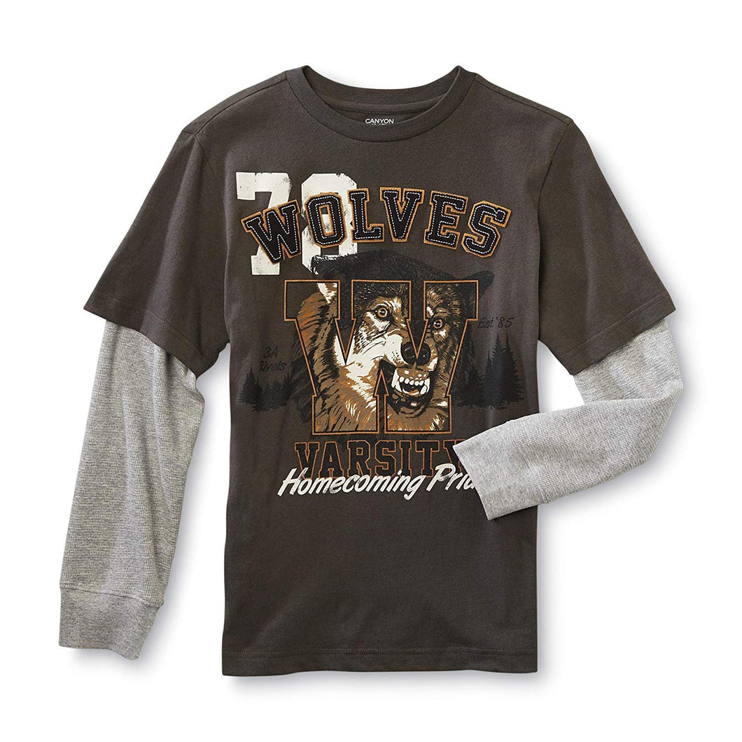 Canyon River Blues Boy's Layered Graphic T-Shirt - Wolves Varsity Raven