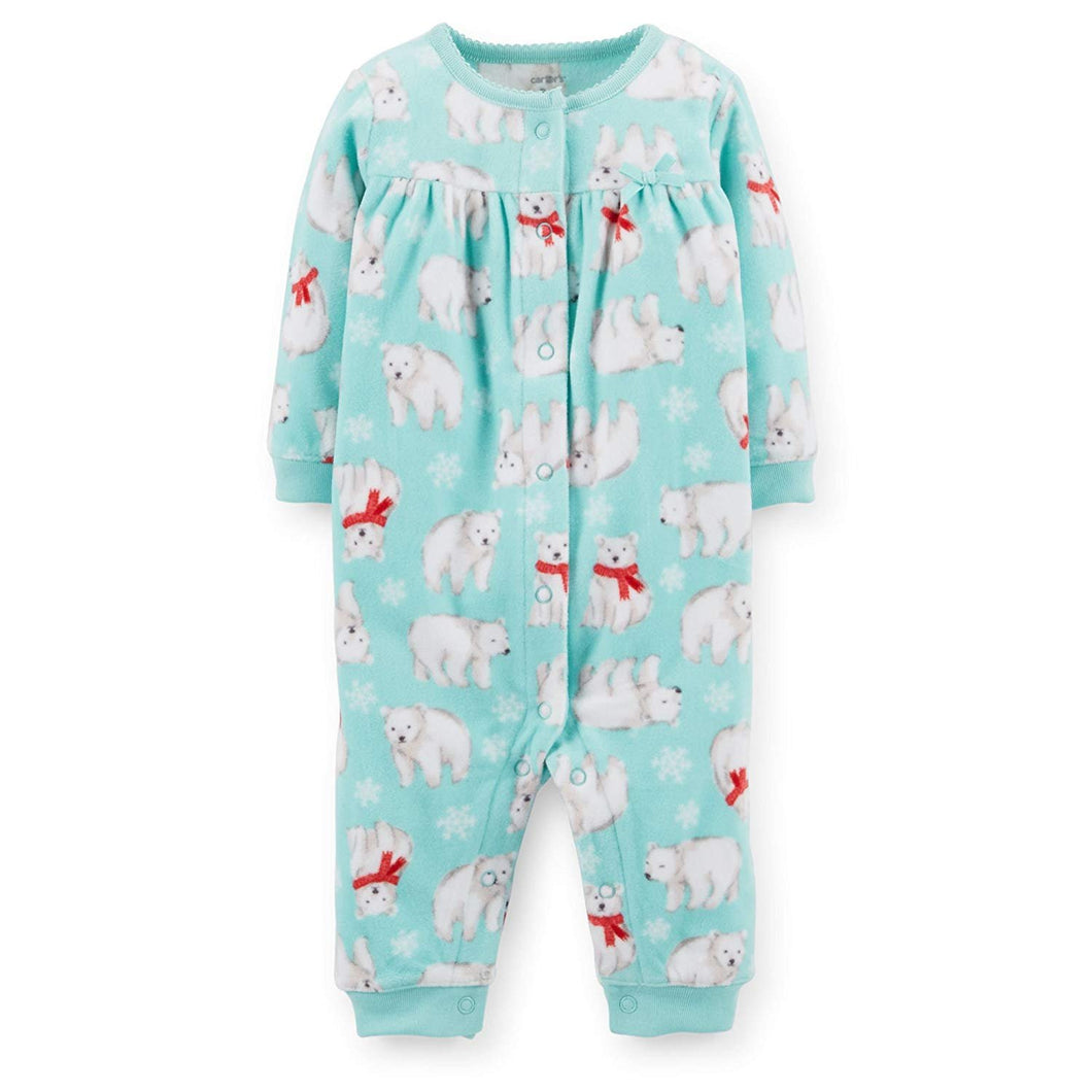 Carter's Baby Girl's L/S Fleece Polar Bear Jumpsuit (9M)