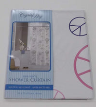 Load image into Gallery viewer, Peace Signs Pink Purple Peace and Love Vinyl Shower Curtain

