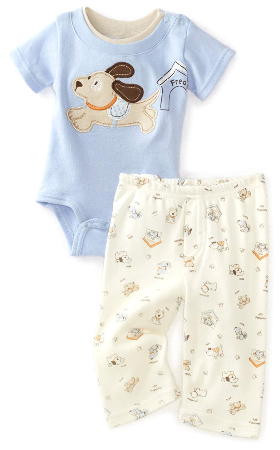 Baby Grand Baby Boys' Newborn 2 Piece Puppies Pant Set