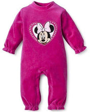 Load image into Gallery viewer, Disney Minnie Mouse Baby Girls' Infant Velour Jumpsuit Coverall Pink
