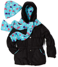 Load image into Gallery viewer, Pink Platinum Little Girls'  Solid Puffer with Heart Printed Lining Outerwear
