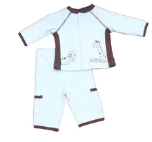 Load image into Gallery viewer, First Hugs Newborn Boys 2pc Set Animals Light Blue and Brown
