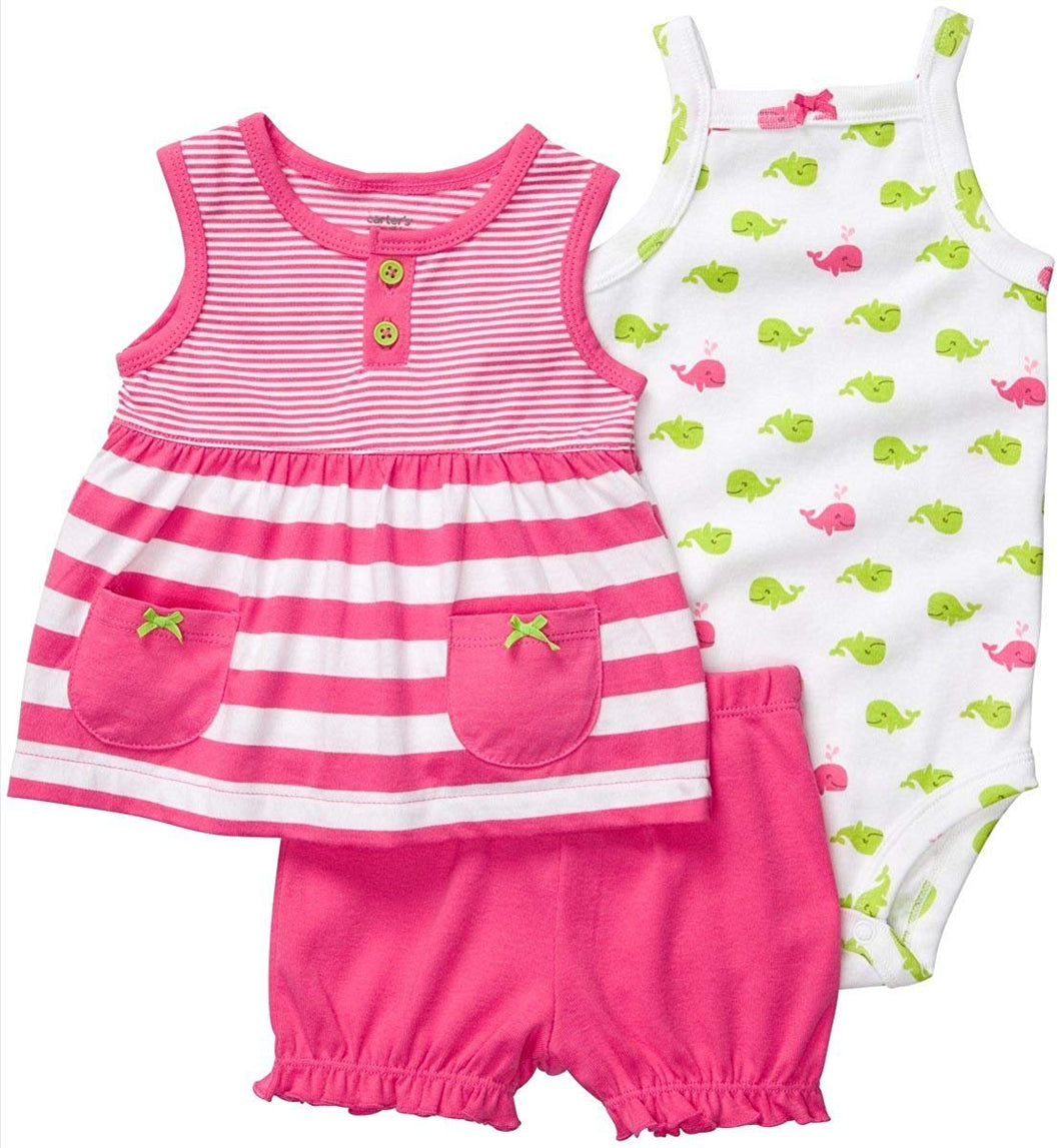 Carter's Baby Girl's Oh-So-Fun 3-Piece Set - Stripes & Whales