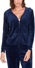 Load image into Gallery viewer, GLORIA VANDERBILT Women Velour Full Zip Sweatshirt Hoodie Jacket
