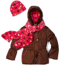 Load image into Gallery viewer, Pink Platinum Little Girls'  Solid Puffer with Heart Printed Lining Outerwear
