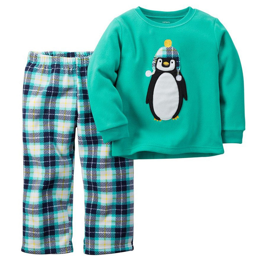 Carter's Baby Boys' 2-Piece Fleece Pajama Set (12 Months, Teal)