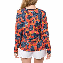 Load image into Gallery viewer, Hang Ten Womens Long Sleeve Rashguard with UPF 50+, (Wallpaper Red, Size: XS)

