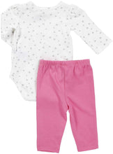 Load image into Gallery viewer, Carter's Baby Girls' Girls Bodysuit Pant LS sliver hearts pink pants
