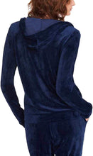 Load image into Gallery viewer, GLORIA VANDERBILT Women Velour Full Zip Sweatshirt Hoodie Jacket

