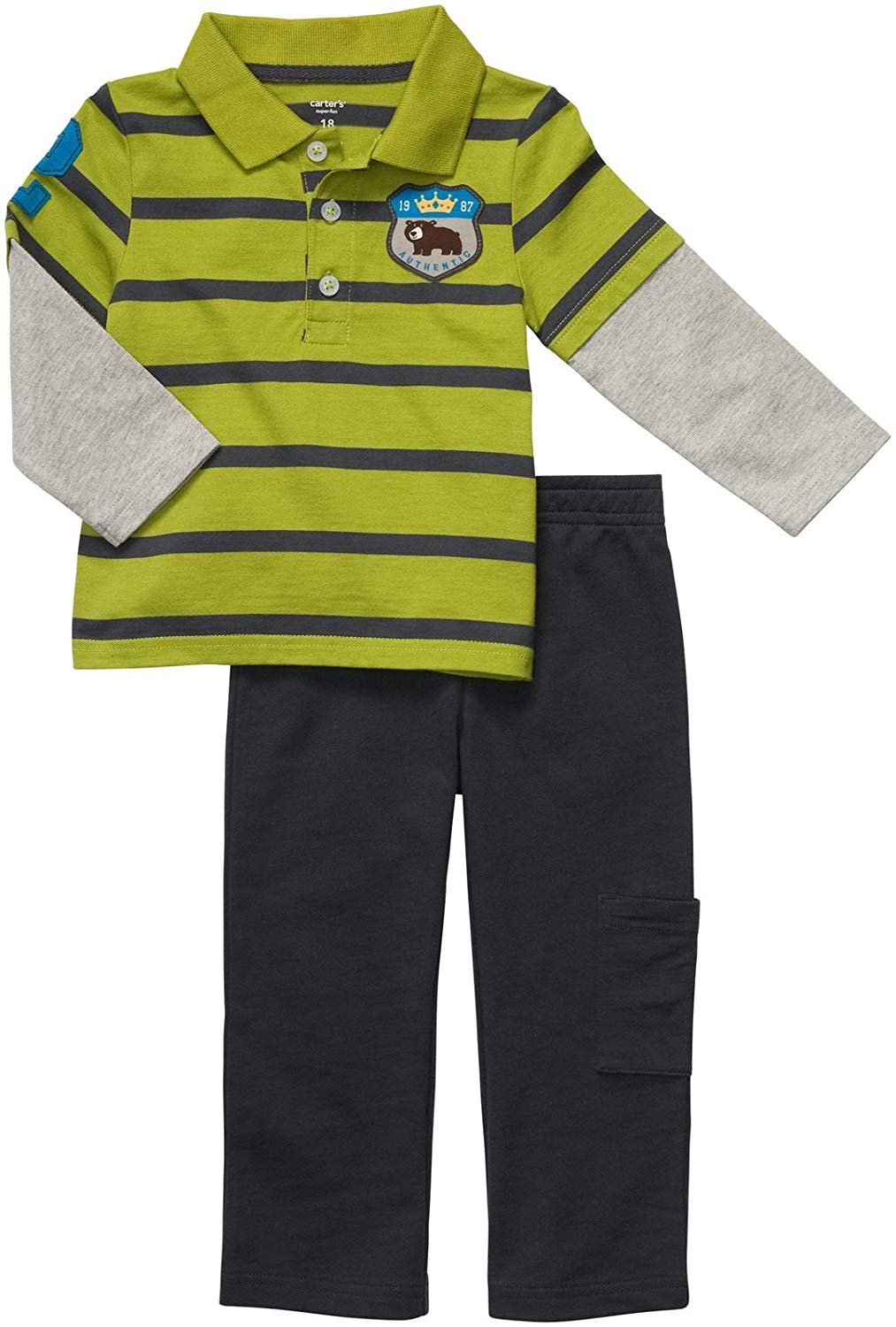 Carter's Baby Boy's Infant Two Piece Polo Pant Set - Stripes