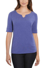 Load image into Gallery viewer, Ellen Tracy Women's Pima Cotton/Lycra V-Neck Cuff Sleeves T-Shirt
