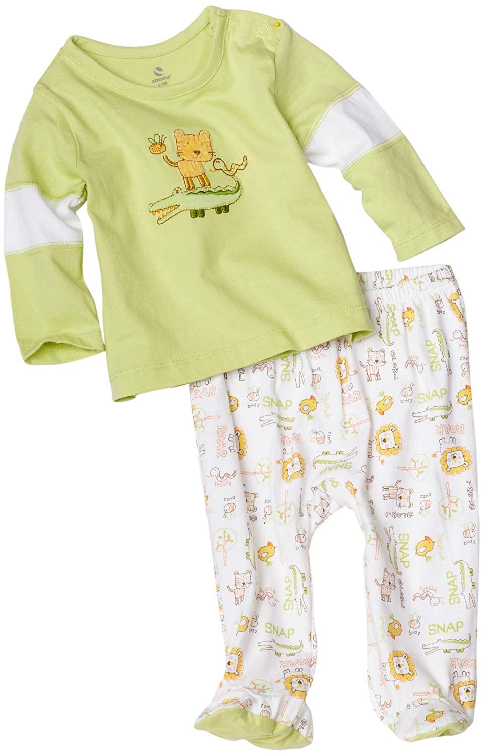 absorba Baby Boys' Newborn 2-Piece Jungle Friends Footed Pant Set
