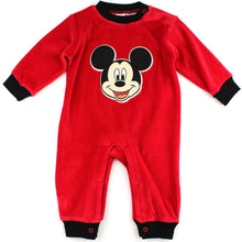Load image into Gallery viewer, Mickey Mouse Infant Red Velour Coverall Jumpsuit
