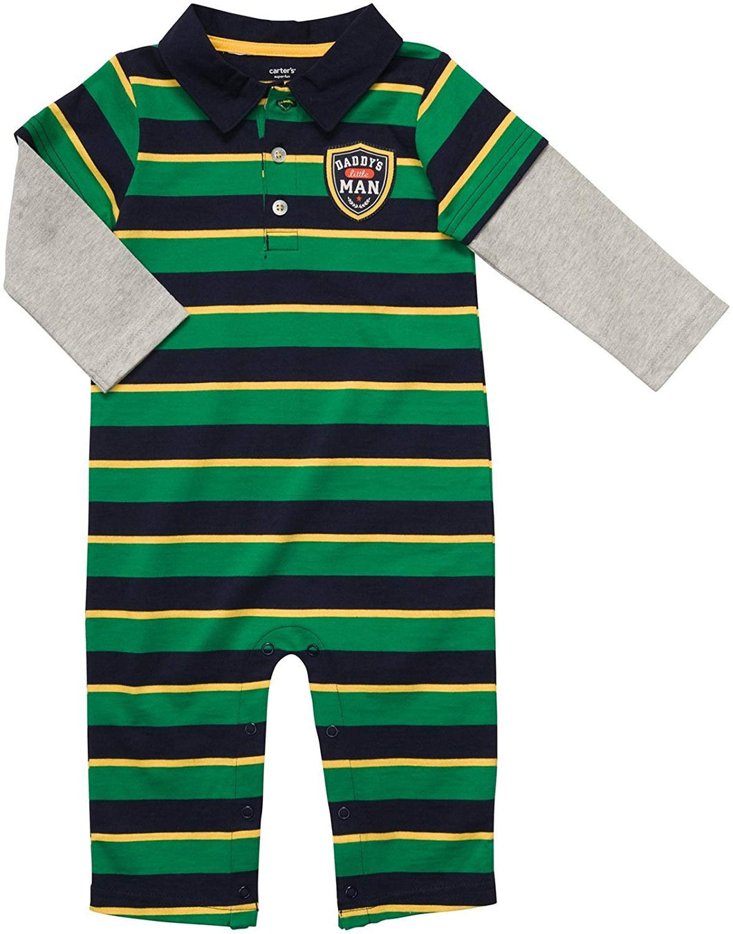 Carter's Baby Boys' Infant Long Sleeve One Piece Polo Coverall - Daddys Little Man - 3 Months