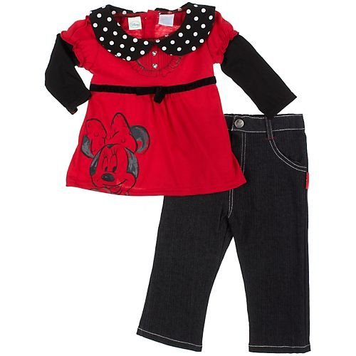 Disney Baby Girls' Red Minnie Pant Set
