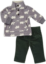 Load image into Gallery viewer, Carter's L/S Microfleece Pant Set - Heather Bear- 6 Months
