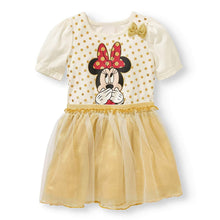Load image into Gallery viewer, Disney Toddler Girls Gold Polka Dot Minnie Mouse Tulle Dress
