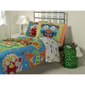 Alex Moody Monster Twin Sheet Set - White