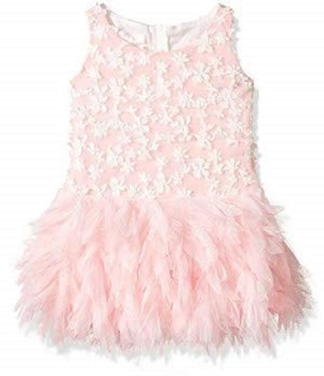 Biscotti Girls' Frilly Flowers Dress with Embroidered Bodice, Pink, Size 7