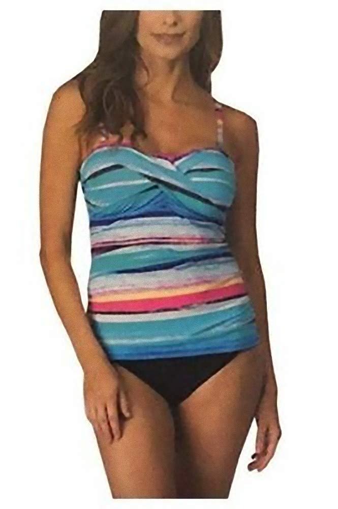 2 Bamboo Ladies' Swimsuit Black w/Black & White Dot for Women ~ Tummy Toner (Small)