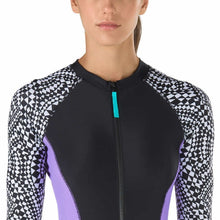 Load image into Gallery viewer, Speedo Ladies' Long Sleeve One-piece Swimsuit Geometric Print ~ UV 50+ Sun Protection
