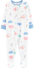 Load image into Gallery viewer, Carter's Little Girls' 1-Piece Clouds Fleece Footie Pajamas
