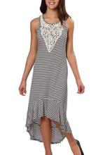 Load image into Gallery viewer, Paper Doll Girls' High-Low Sleeveless Dress (Black/Ivory Stripe)
