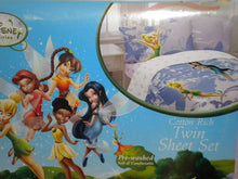 Load image into Gallery viewer, Disney Fairies Swirl Twirl Cotton Rich Twin Sheet Set
